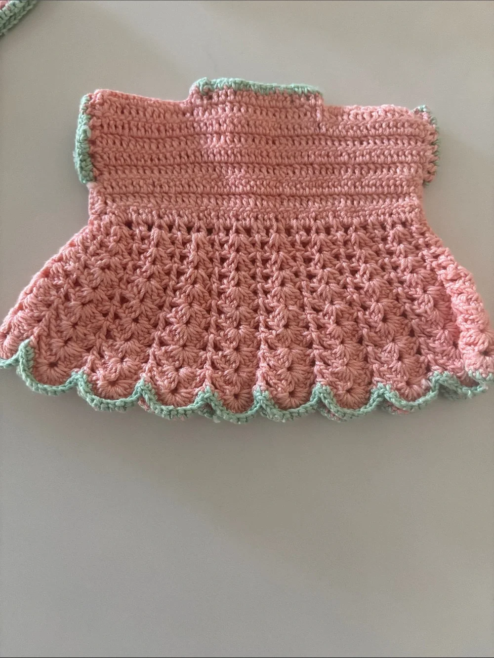 Vintage handmade crocheted doll clothes cross bookmark